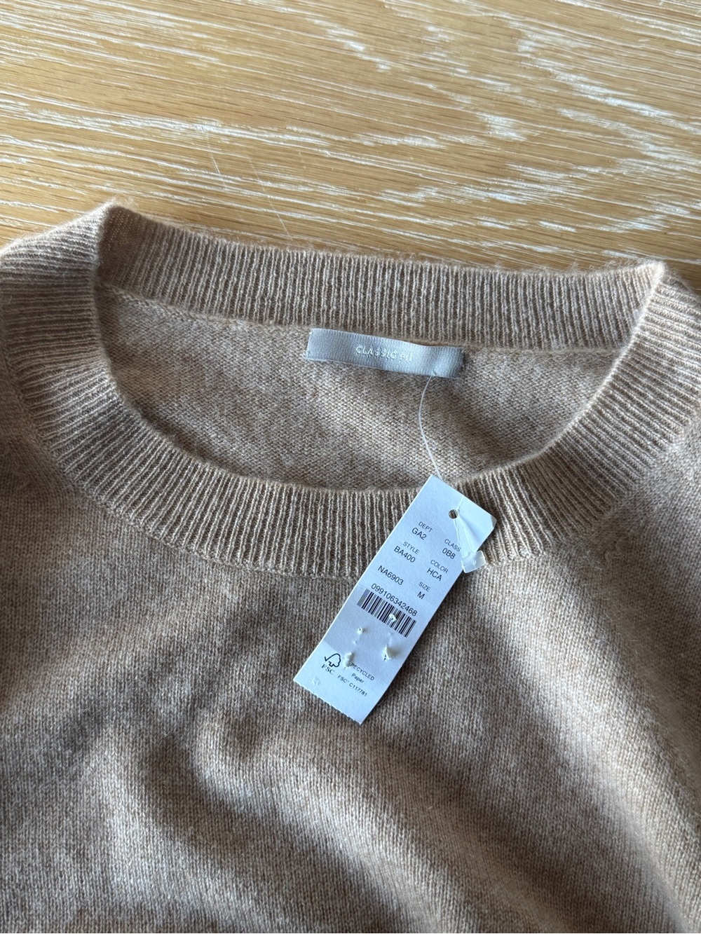 NWT J. CREW Cashmere classic-fit crewneck sweater heather camel M *NOTE* BA400 - Picture 15 of 16